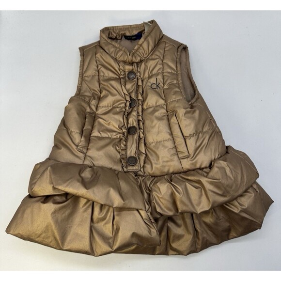 Calvin Klein Puffer Vest 18M Infant Toddler Metallic Gold Bronze Color - Picture 2 of 11